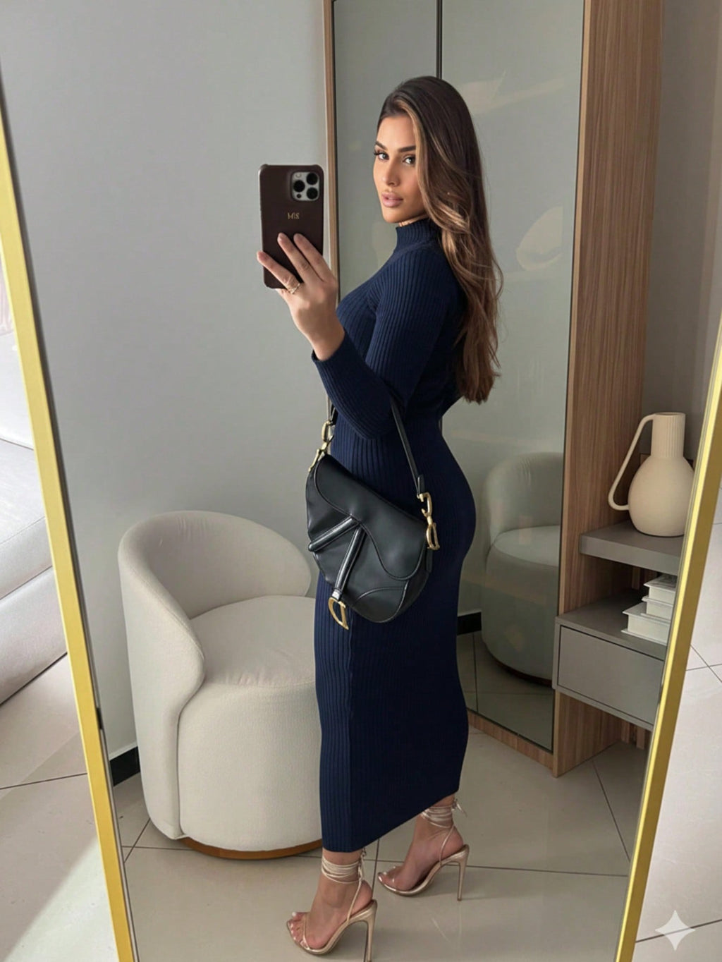VESTIDO CANELADO COM MANGA